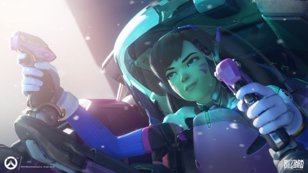 D Va Overwatch,Overwatch,mechs,titta bort,Smug face,logotyp