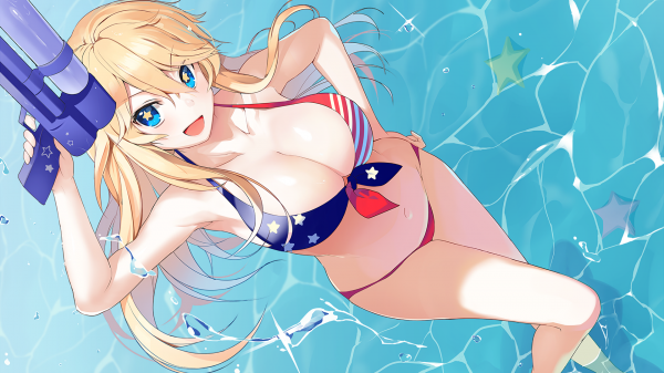 blå bras,bikini,Kantai Collection,Iowa KanColle