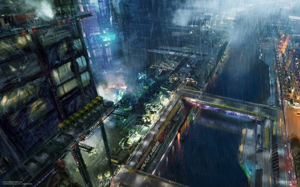 幻想艺术, 都市风景, 世界, cyberpunk, 雨, 摩天大楼