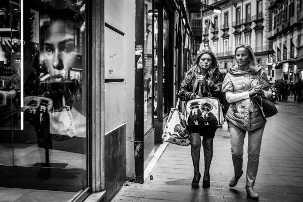 gente, blanco, negro, monocromo, mujer, ventana