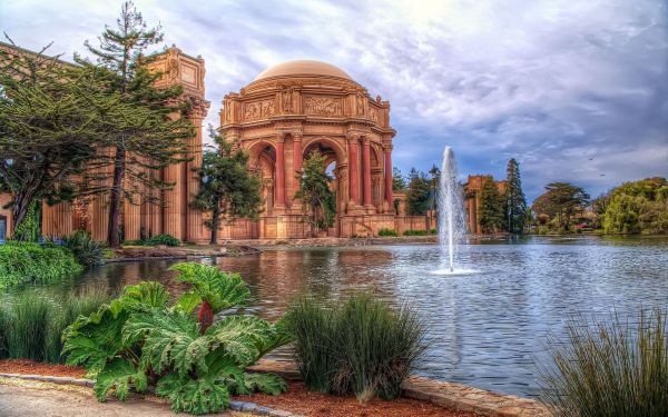 Palais des beaux-arts,San Francisco,Etats-Unis,paysage,Fontaine,Lac