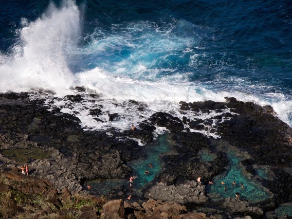 oceaan,blauw,mensen,Hawaii,oahu,turkoois