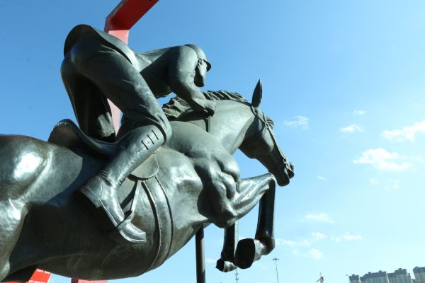 ló,lovaglás,ég,szobor,Metal Statue