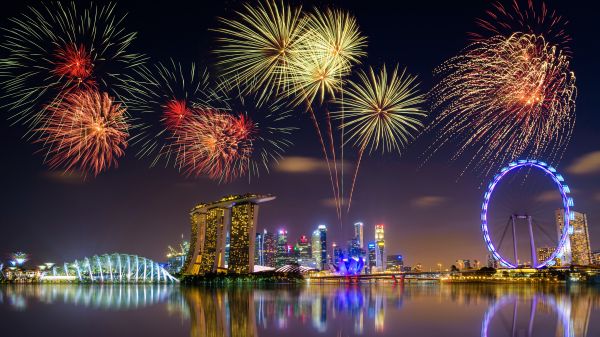 himmel,hav,Singapore,by,natt,speilbilde