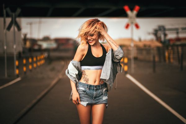 vrouw,model-,blond,fotografie,jurk,tatoeëren