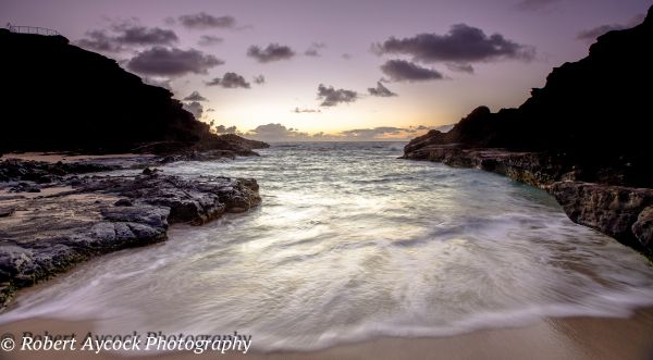 landschap, zonlicht, wit, zonsondergang, zee, baai