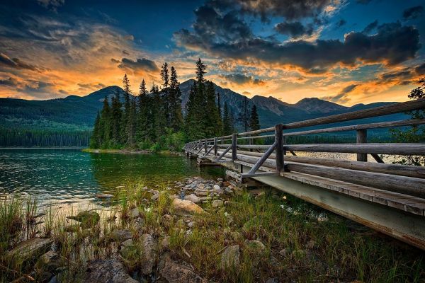 trees,landscape,lake,nature,sunset,sea