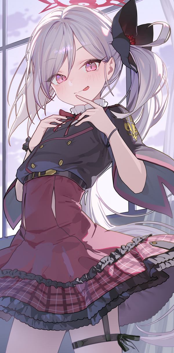 anime girls, blue archive, red eyes, Asagi Mutsuki Blue Archive, uniform, white hair