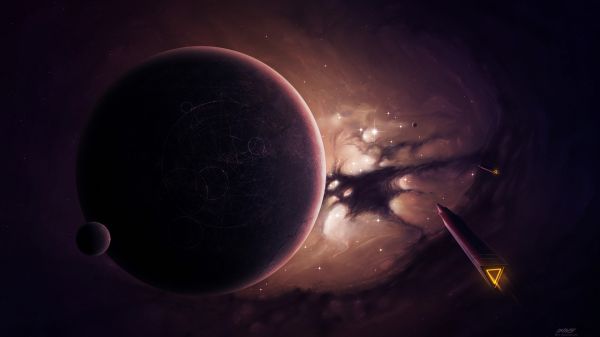 digital art, planet, space, Earth, futuristic, stars