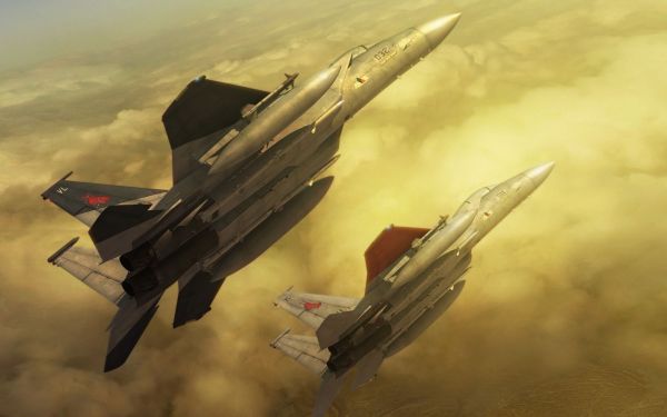 Ace Combat,combattenti,nuvole,luce del sole,manovra