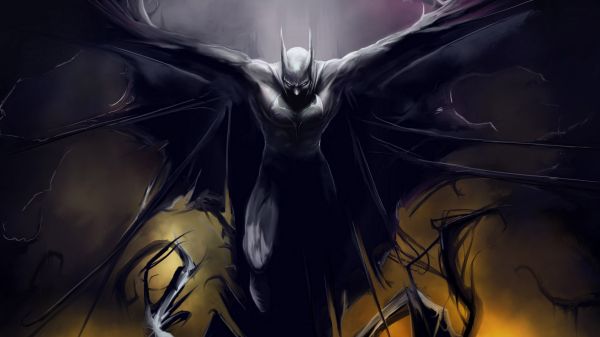 ilustrasi,seni digital,anime,Batman,setan,kegelapan