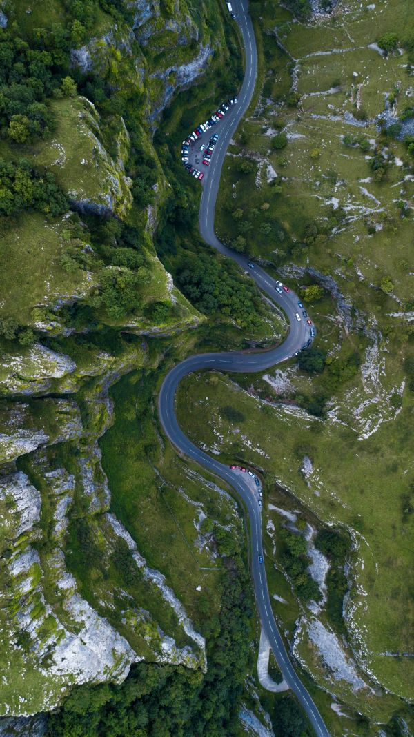 road,aerial view,curved,England