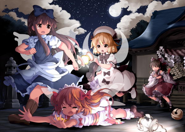 ilustración,Anime,Touhou,Hakurei Reimu,Luna Child,Zafiro Estrella