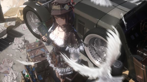 novelance,蒸汽朋克,steampunk girl,黑发,短发,连衣裙