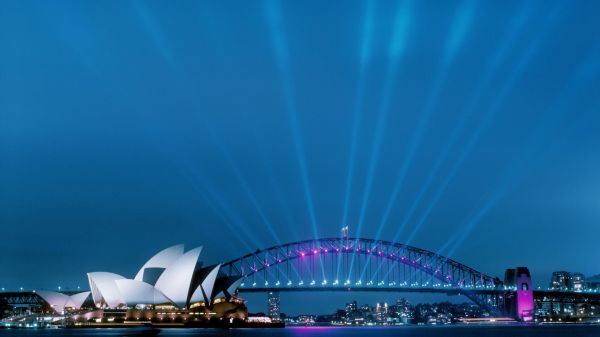 Australie,pont,1920x1080 px,ambiant,crépuscule,port