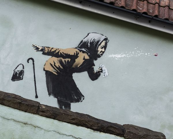 konstverk,kvinnor,vägg,graffiti,urban,Banksy