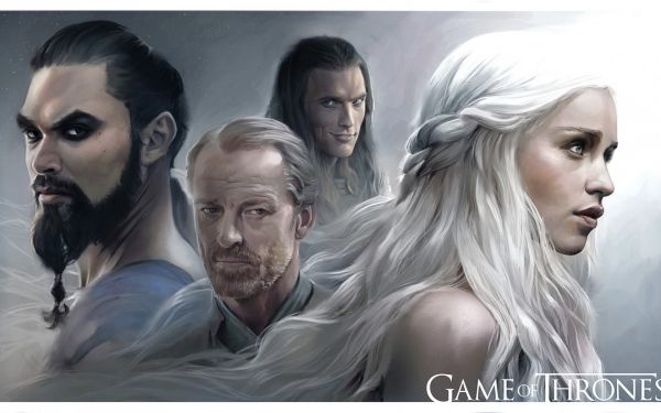 Game of Thrones,Emilia Clarke,Daenerys Targaryen,Jorah Mormont,Khal Drogo,Jason Momoa