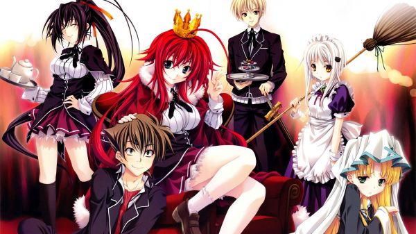 ilustrace,anime,Gremory Rias,Argento Asia,Hyoudou Issei,Himejima Akeno