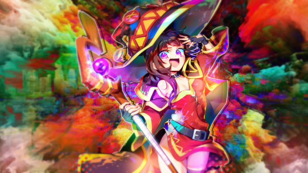 Megumin,Kono Sekai Subarashii ni Shukufuku wo,Girl With Weapon,white Mage,esplosione,città