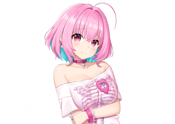 Peito,Riamu Yumemi,cabelo curto,Cabelo colorido,colarinho,decote