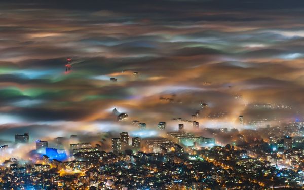 Bulgarie,brouillard,vue aérienne