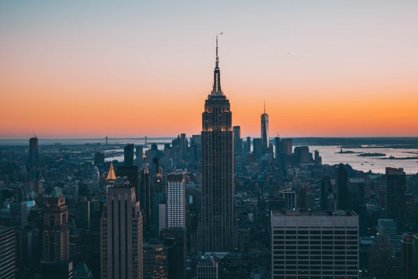 ニューヨーク市,日没,都市景観,エンパイアステートビルディング,30ロックフェラープラザ,top of the rock