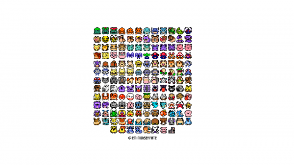 pokemon,minimalisme,pixel art,Pokemon Eerste Generatie,Pokedex,kleurrijk