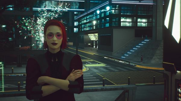 cyberpunk 2077,female version,V Cyberpunk 2077,rødhåret,Kvinder med briller,by