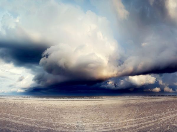 luz de sol, mar, cielo, Nubes, Anime, playa