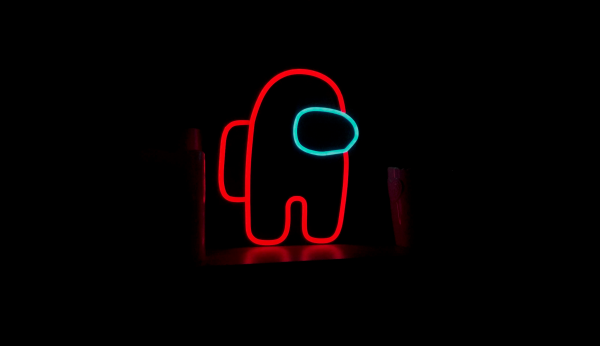 neon,Among us,minimalism,videospel tecken,svart bakgrund,Videospel