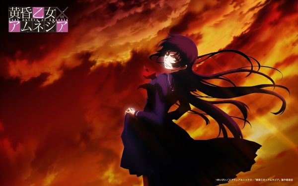 Tasogare Otome x Amnesia,ragazza,illustrazione,brunetta,vestito,crepuscolo