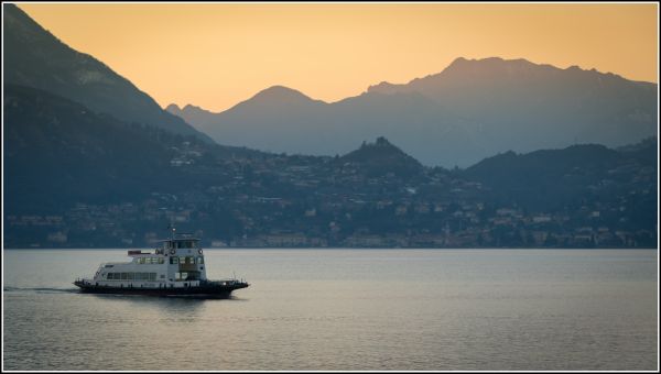 Italia,Danau Como,matahari terbenam