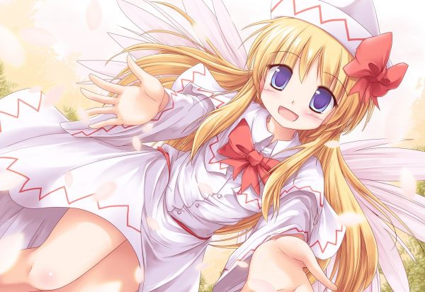 blonde,Lily White,Touhou,white dress,2400x1650 px,blue eyes