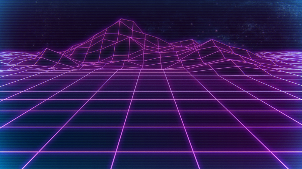 digitální, digitální umění, umělecká díla, 1980, neon, Retrowave