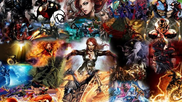 collage,Marvel Comics,Ghost Rider,anime,Batman,Wonder Woman