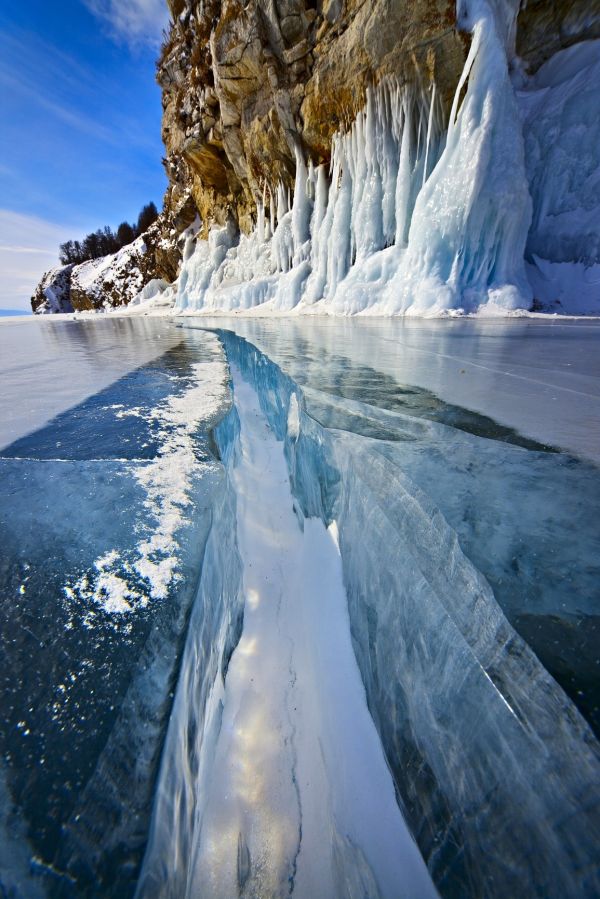 paisaje, bosque, cascada, agua, Árboles, mar