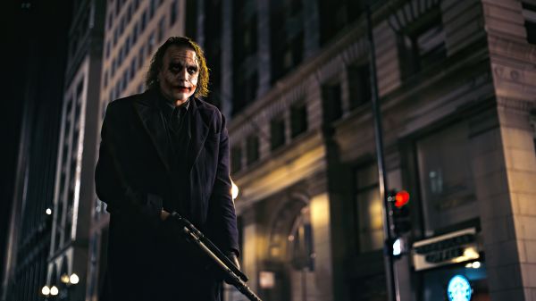 The Dark Knight,Joker,Heath Ledger,movies,film stills,gun