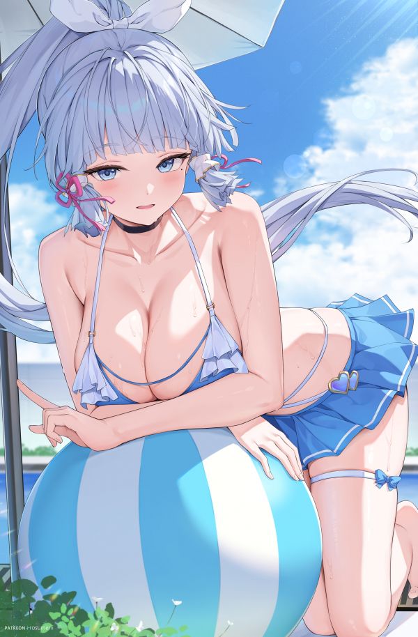 artwork,anime,anime girls,Genshin Impact,Kamisato Ayaka Genshin Impact,silver hair