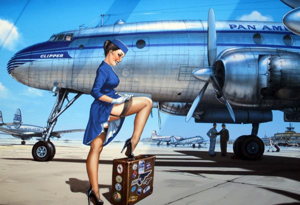 nylon stockings,Flugzeug,Stewardess