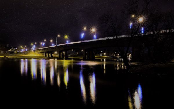 notte,riflessione,sera,chiaro di luna,paesaggio urbano,ponte