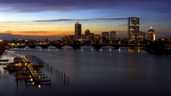 puesta de sol, ciudad, Paisaje urbano, noche, reflexión, amanecer