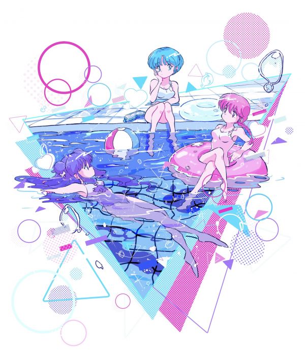 anime girls,ranma,anime,swimming pool,women,women trio