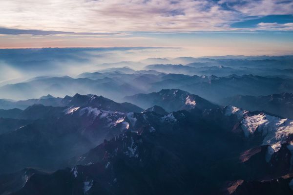 mountains,landscape,snowy mountain,clouds,ridges