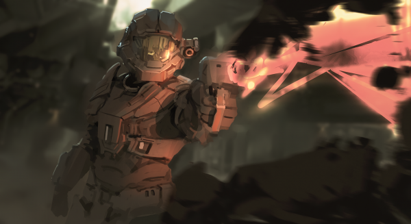 Video Game Art,konstverk,Videospel,digital konst,Master Chief,Halo