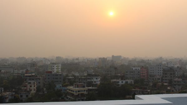 太阳,屋顶,都市风景,孟加拉国,天空