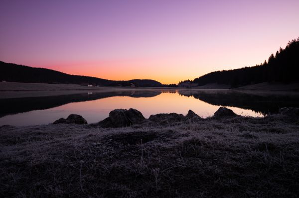 Lac,crépuscule,France,la photographie,Taill res,Fond simple