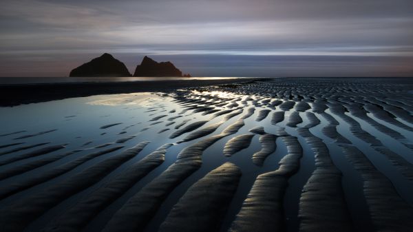 paisaje,puesta de sol,mar,agua,apuntalar,arena