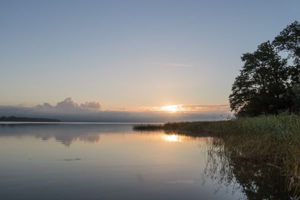 sollys,landskab,solnedgang,sø,vand,afspejling