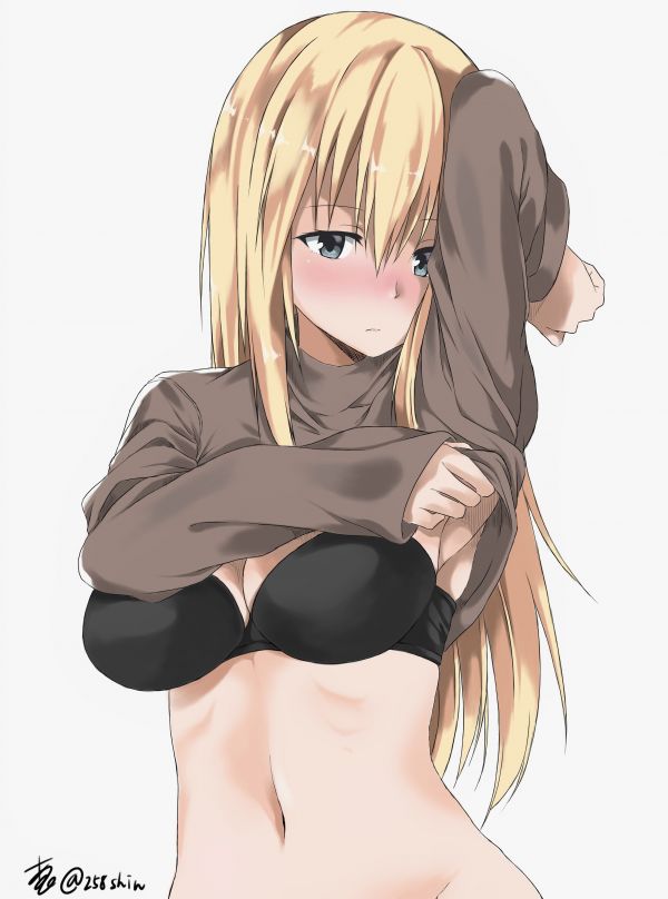 anime, animeflickor, tecknad serie, illustration, blond, långt hår