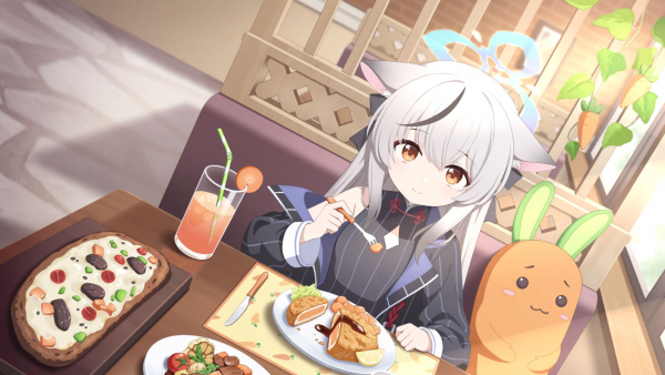 anime,animemeisjes,dierlijke oren,eten,anime girls eating,vork